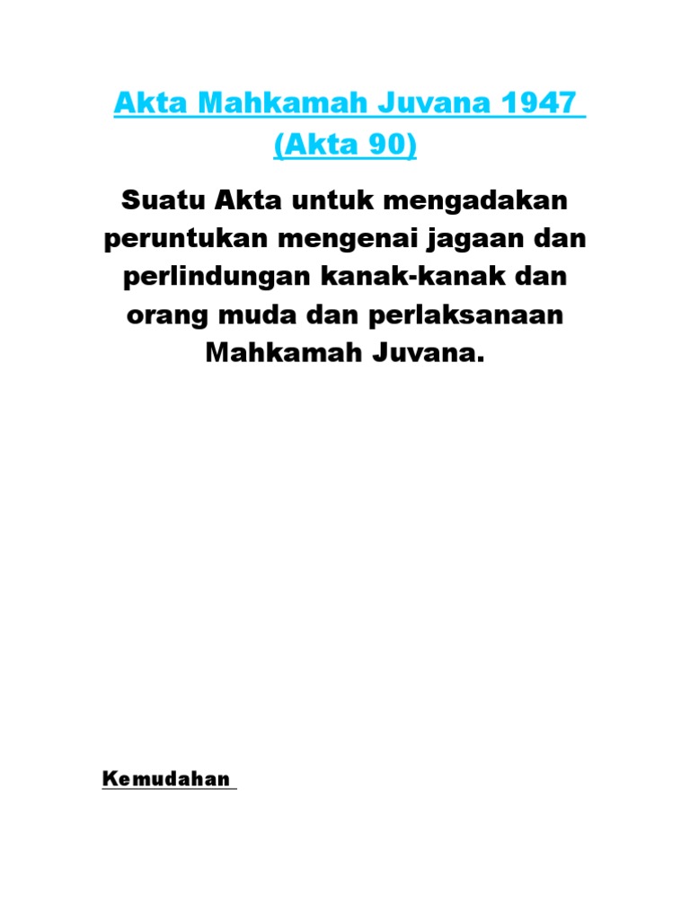 akta mahkamah juvana